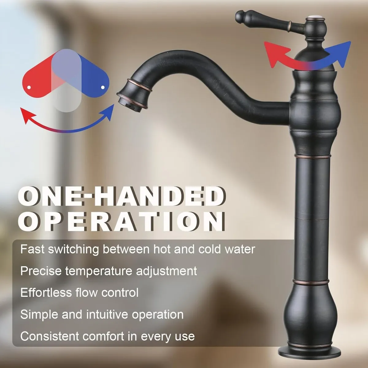 Bathroom Basin Mixer Faucet Pure Copper Handle - Image 3