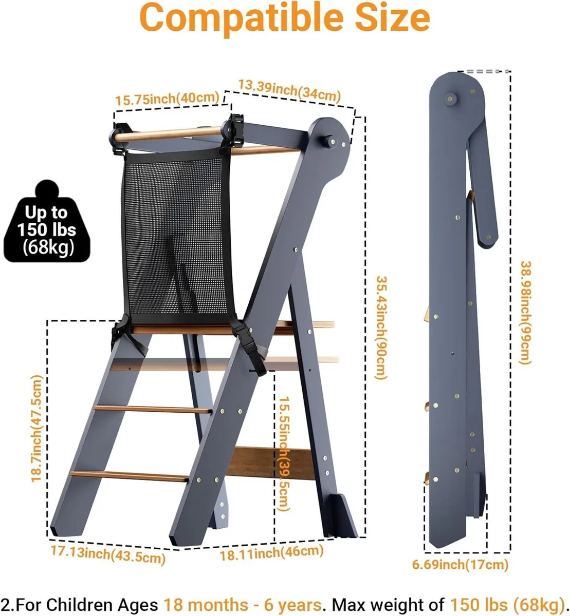Foldable Kitchen Step Stool for Kids Space-Saving - Image 2