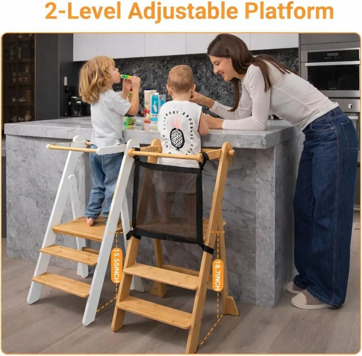 Foldable Kitchen Step Stool for Kids Space-Saving - Image 3