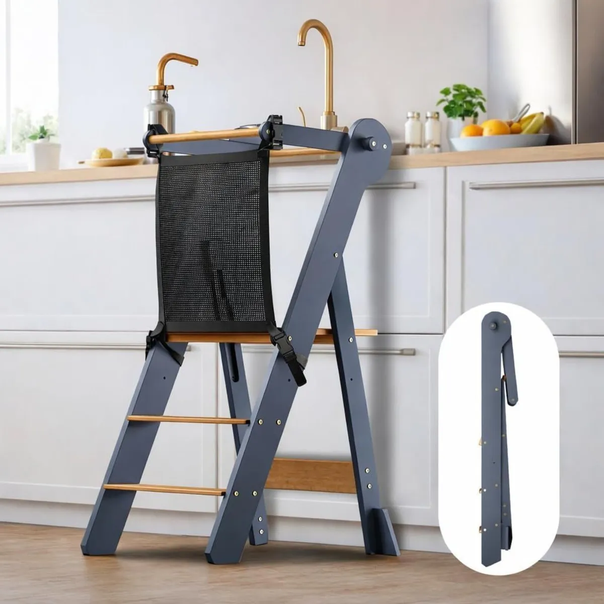 Foldable Kitchen Step Stool for Kids Space-Saving - Image 1