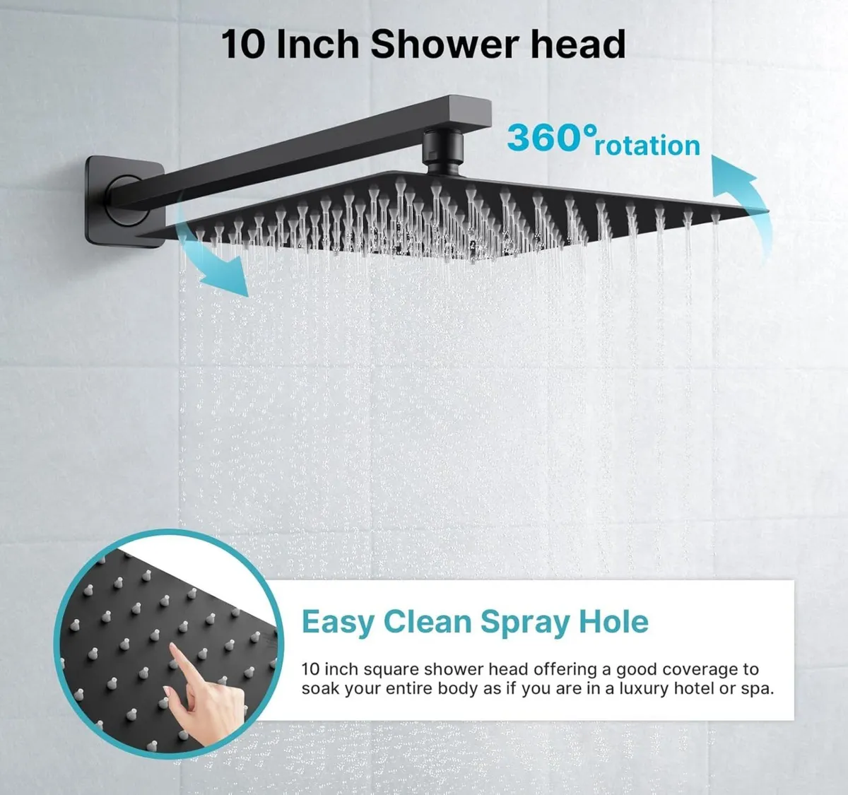 Concealed Shower Set 2 Ways with 10-Inch Square - Image 3