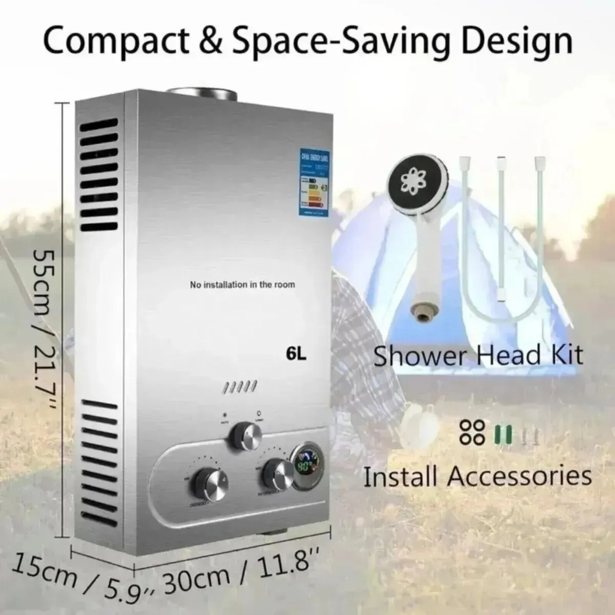 Gas Water Heater 6L Instant Propane Water Heater - Image 1