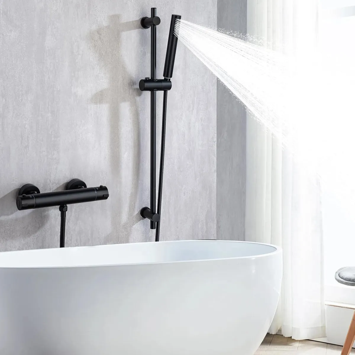 Shower Riser Rail Thermostatic Bath Mixer Wall - Image 1