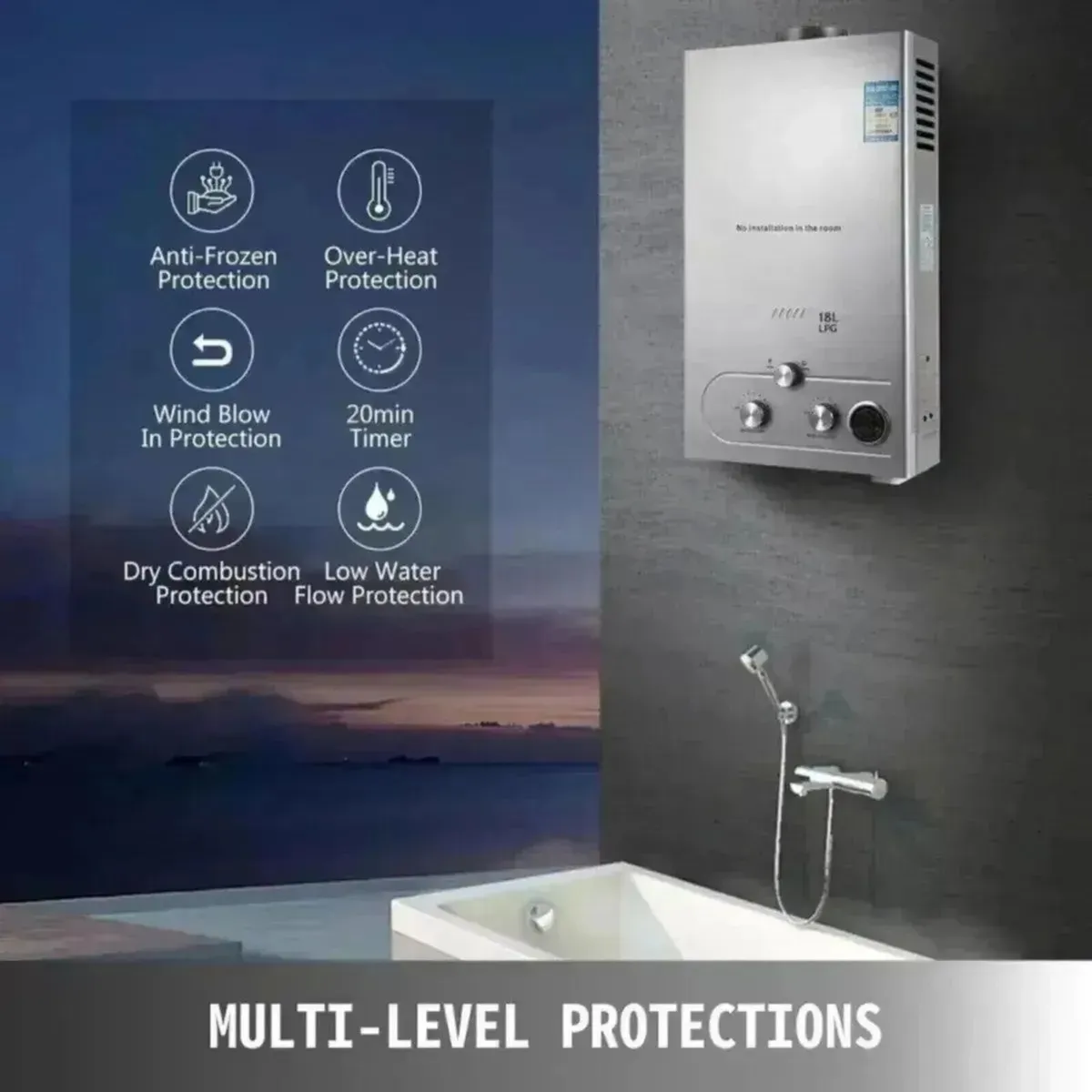 Gas Water Heater 6L Instant Propane Water Heater - Image 4