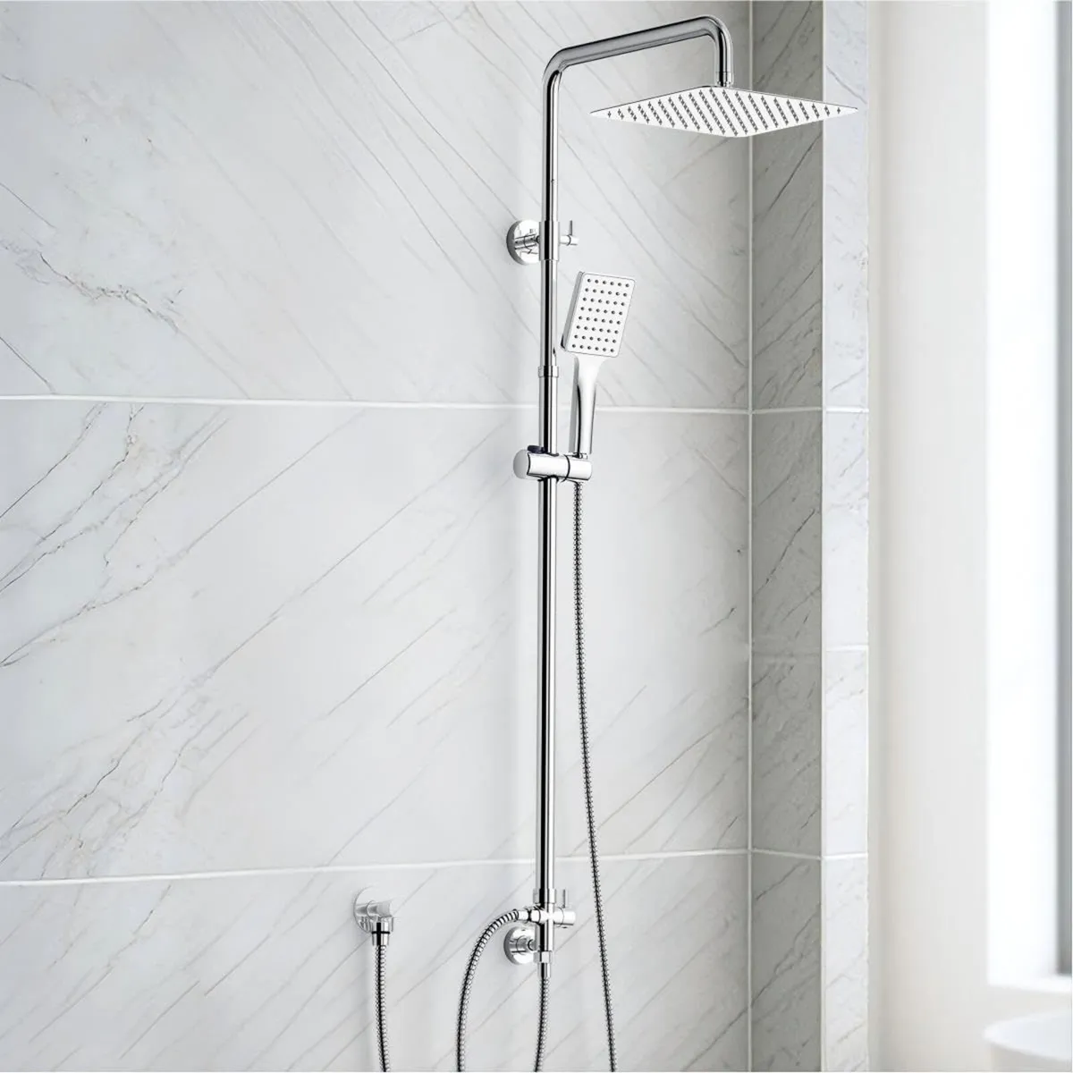 Shower Riser Rail Kit Square Overhead - Image 1