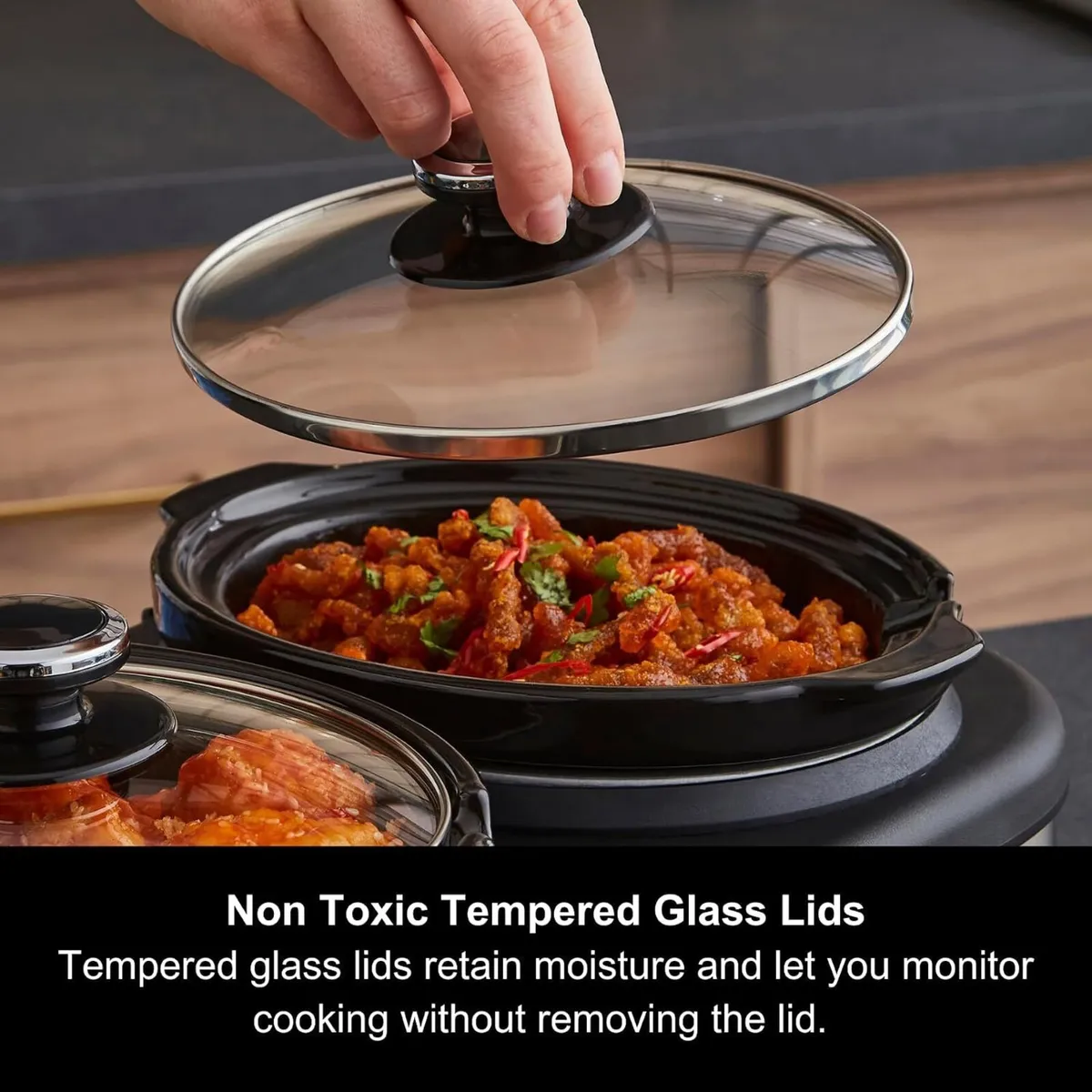 3.9L Trioserve Three Pot Slow Cooker Ceramic Pots - Image 4