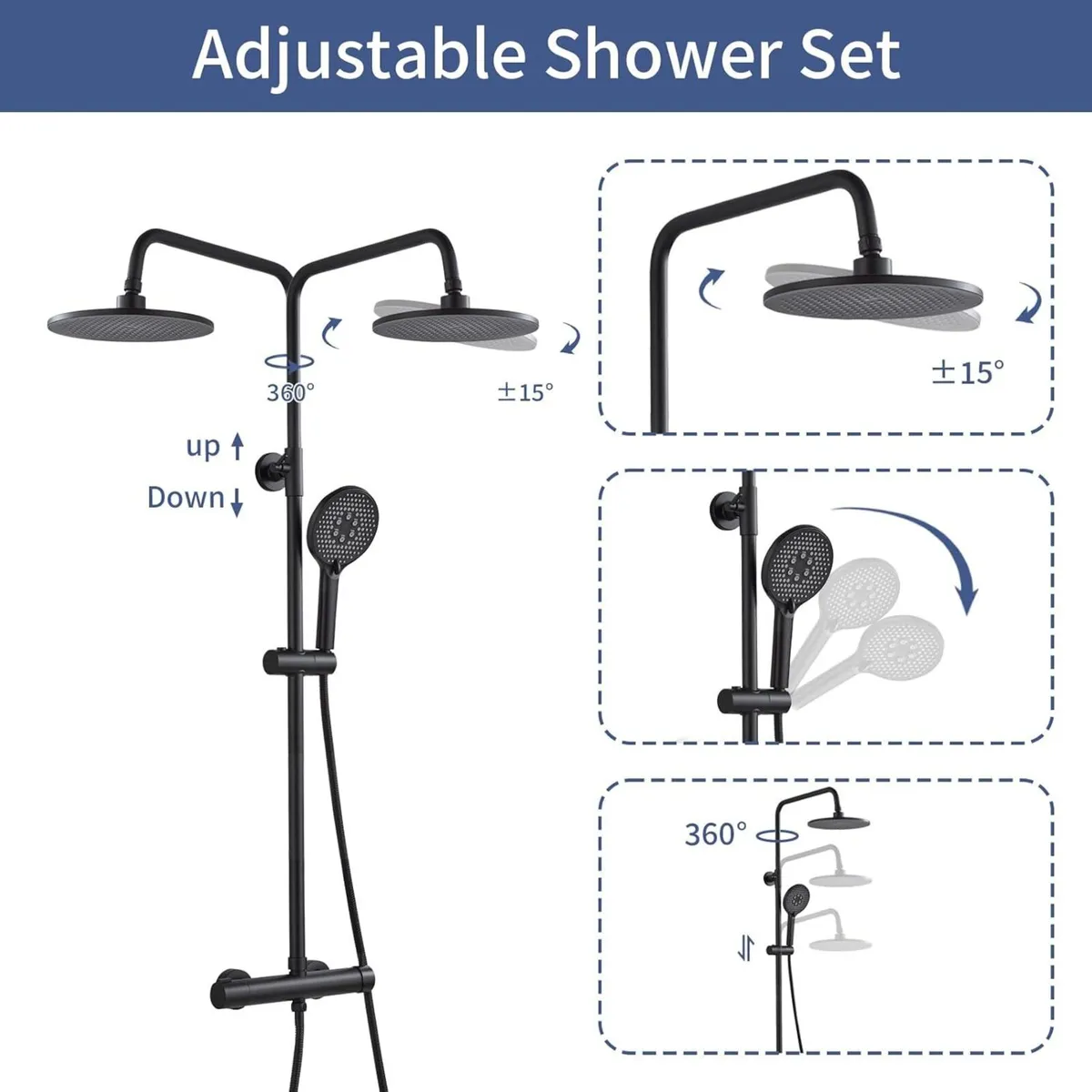Mixer Set Rainfall System Brass Without - Image 4
