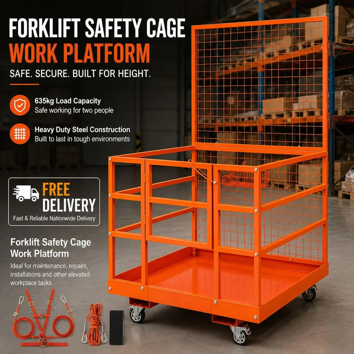 Forklift Safety Cage Work Platform – 635kg Capacit - Image 1