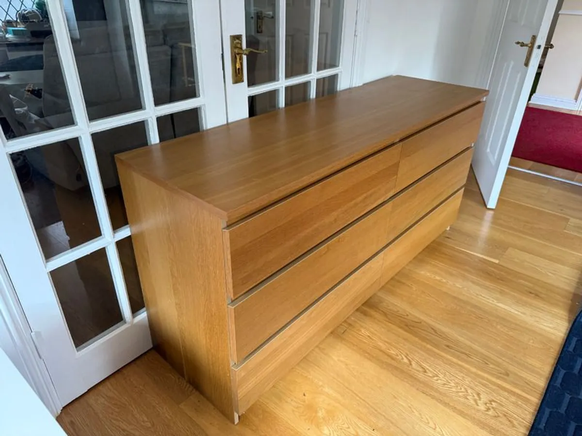 IKEA MALM 6-Drawer Chest of Drawers (Oak Finish) - Image 1