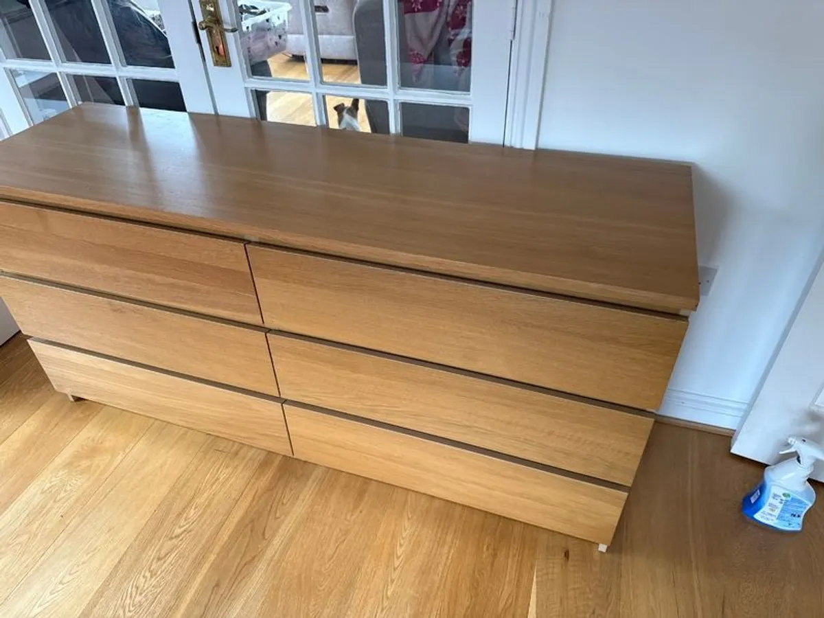 IKEA MALM 6-Drawer Chest of Drawers (Oak Finish) - Image 2