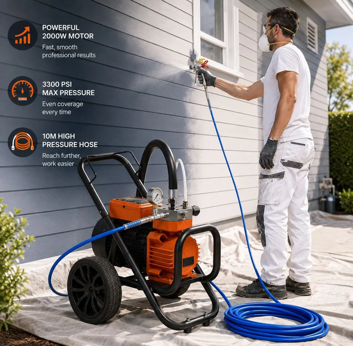 Airless Paint Sprayer 2000W 3300 PSI Heavy Duty El - Image 2