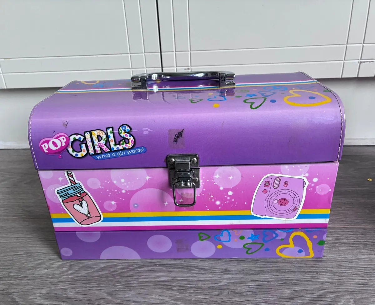 Pink multi-tier train case with Arts & Craft Suppl - Image 2