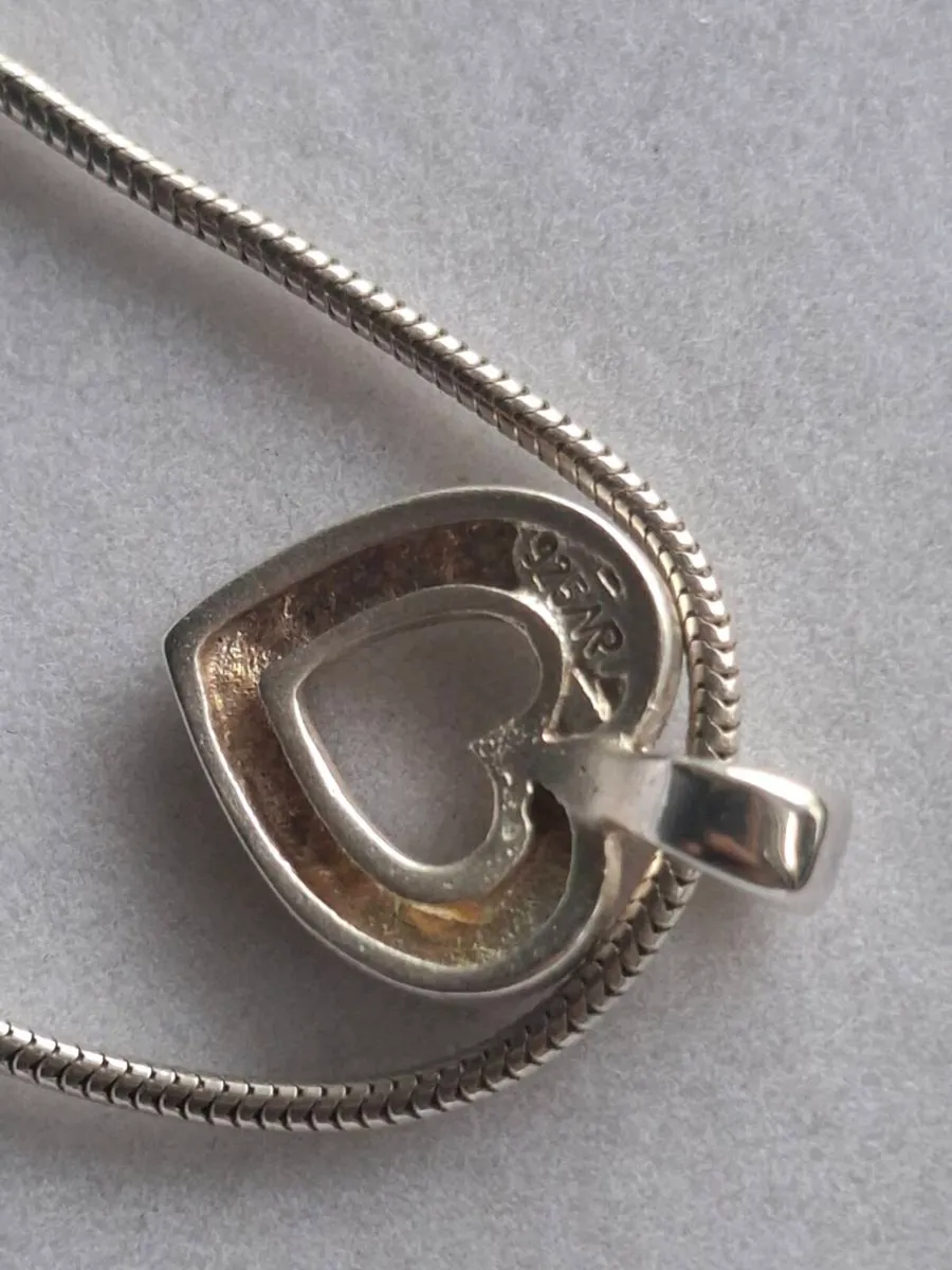 Lovely Vintage Sterling Silver heart Necklace - Image 3