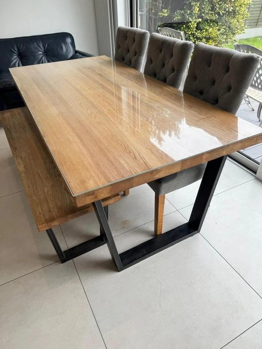 Tables, 3 great chairs,bench and glass cover - Image 1