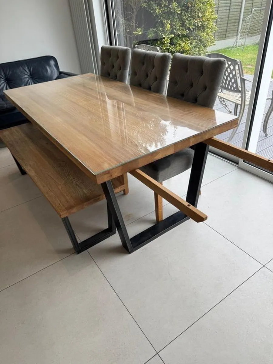 Tables, 3 great chairs,bench and glass cover - Image 2