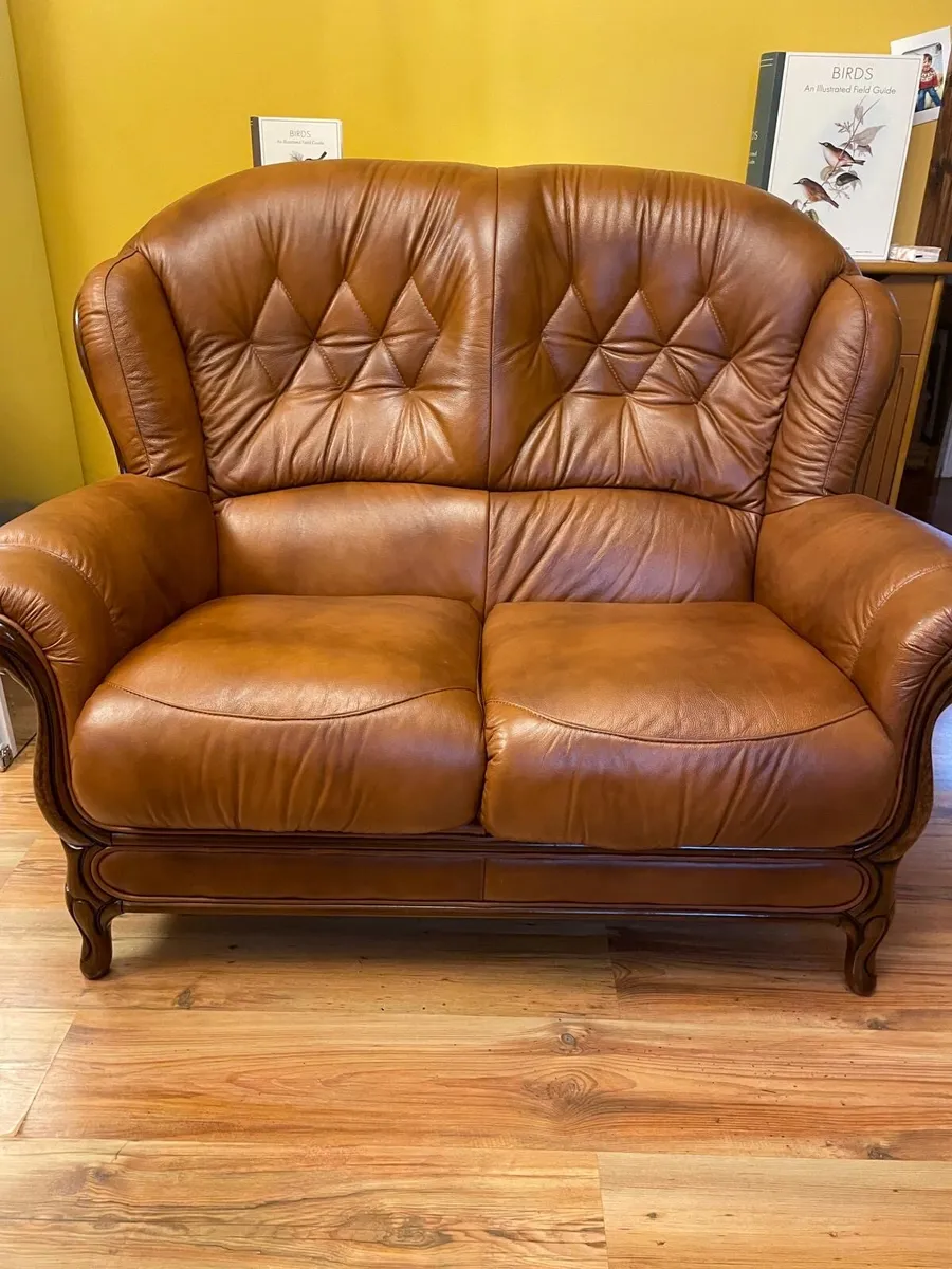 3 Seat & 2 Seat Leather Sofa - Image 2