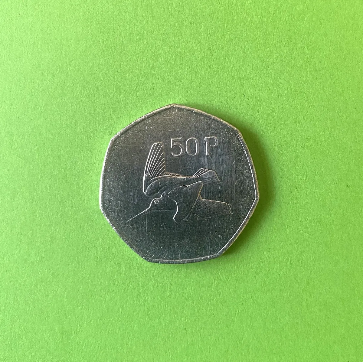 Irish 1998 woodcock 50P coin. - Image 1