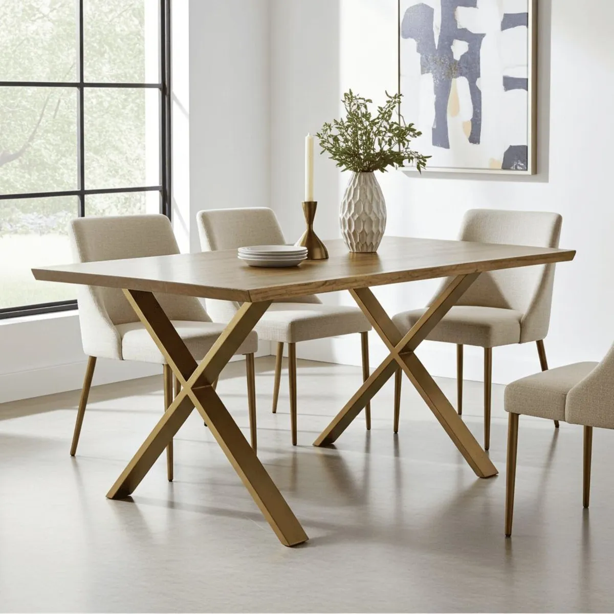 Gold X-Type Metal Table Legs 86×80 cm - Image 4
