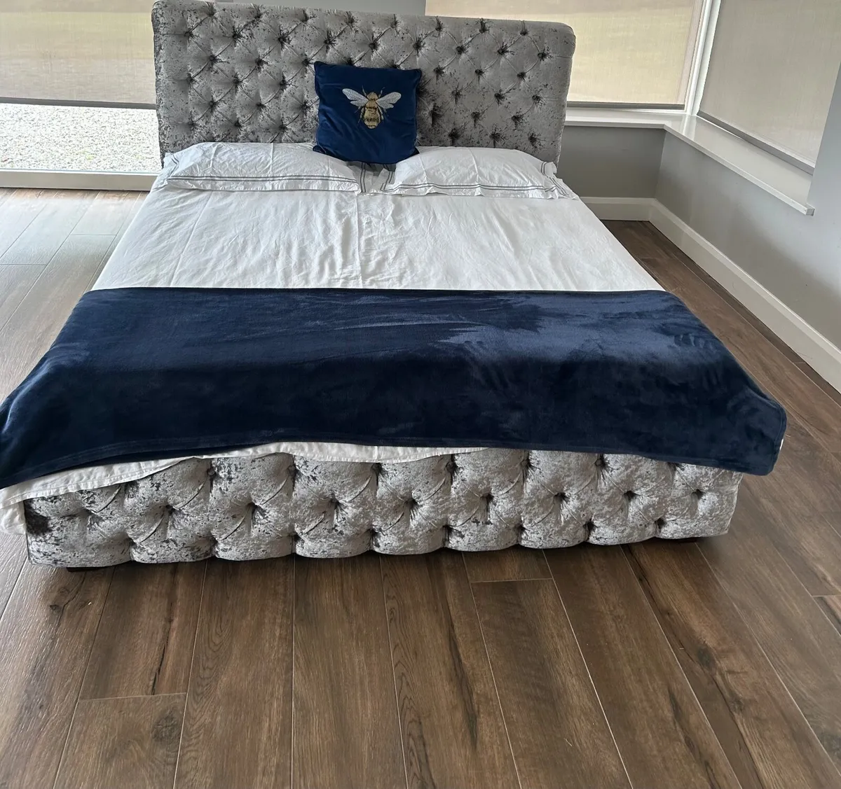 Super King Bed Frame Grey/Silver - Image 1