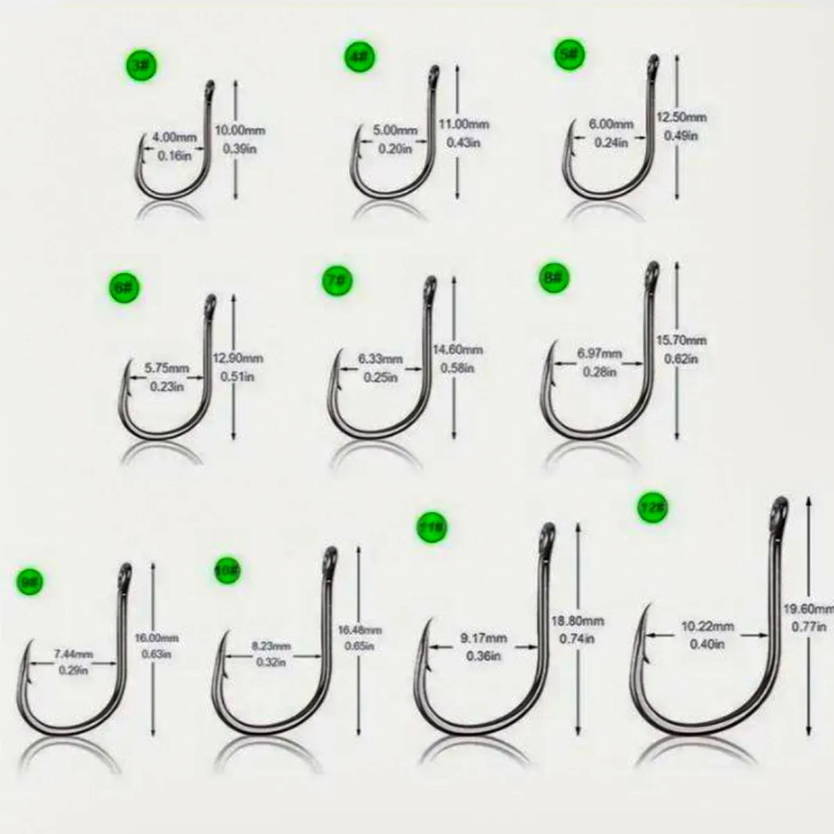100 Pc Carbon Steel Fishing Hooks (sizes 3 To 12) - Image 3