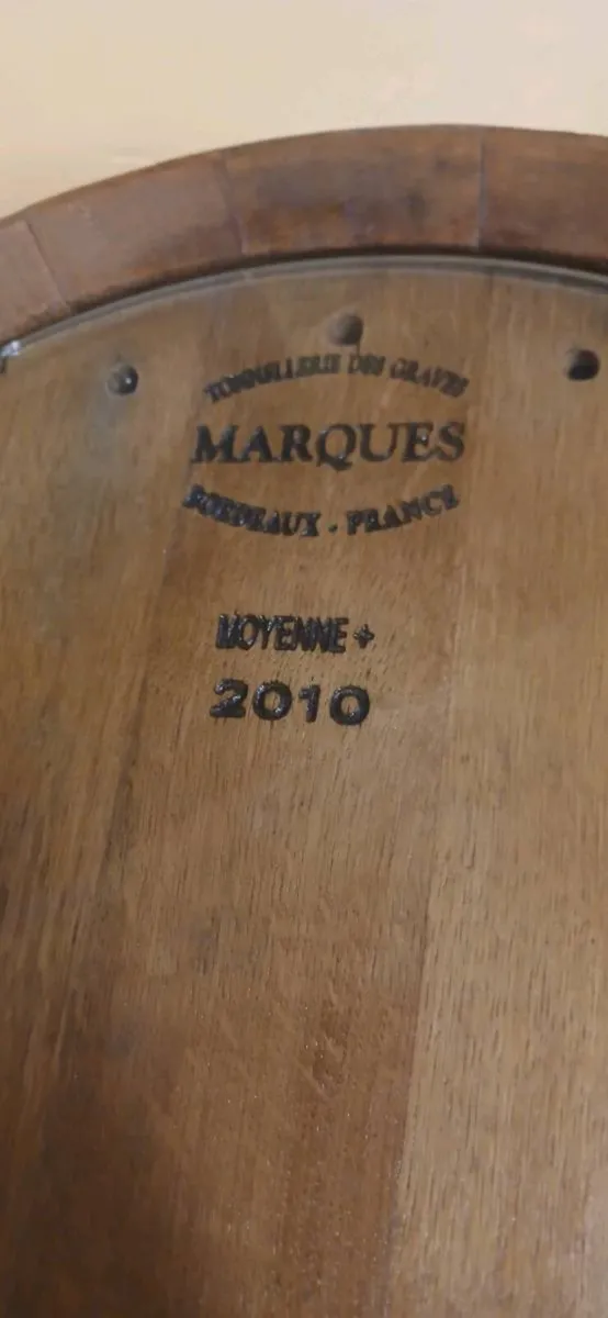 Wooden barrel glass top holds wine bottles always - Image 2
