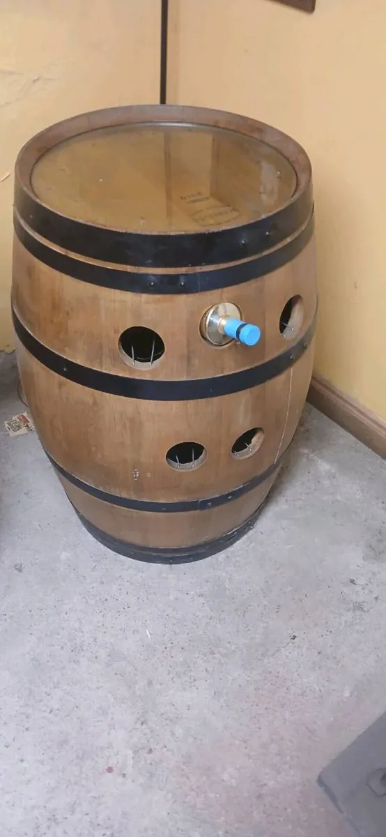 Wooden barrel glass top holds wine bottles always - Image 3