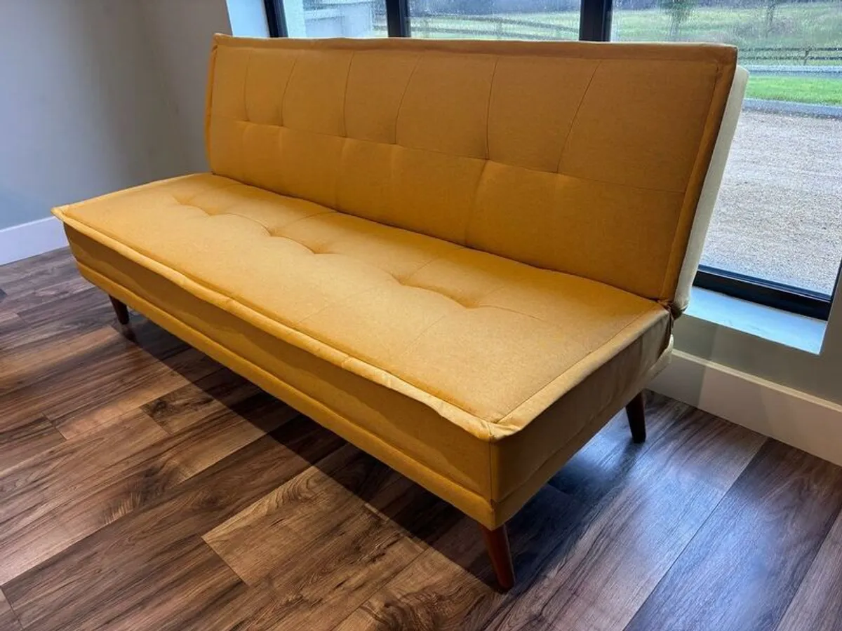 3 Seater Yellow Fabric Sofa Bed - Seattle