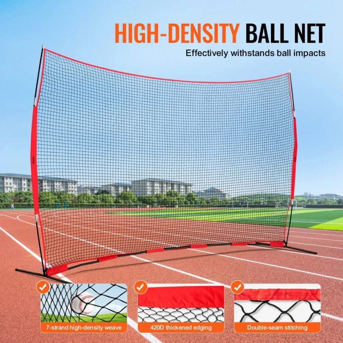 Barricade Backstop Net, 16x10 ft Ball Sports Barri - Image 3