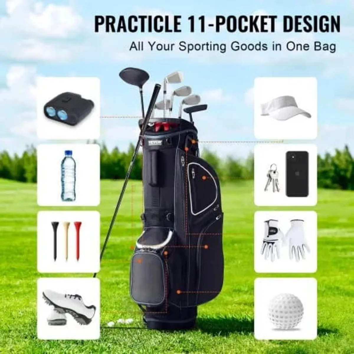 Golf Cart Bag with 14 Way Organizer Divider Top, 3 - Image 2
