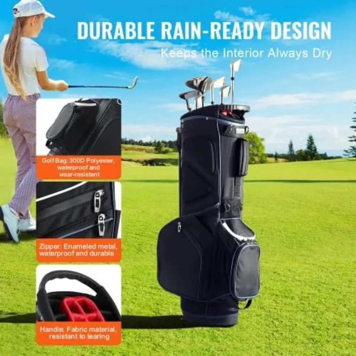 Golf Cart Bag with 14 Way Organizer Divider Top, 3 - Image 3