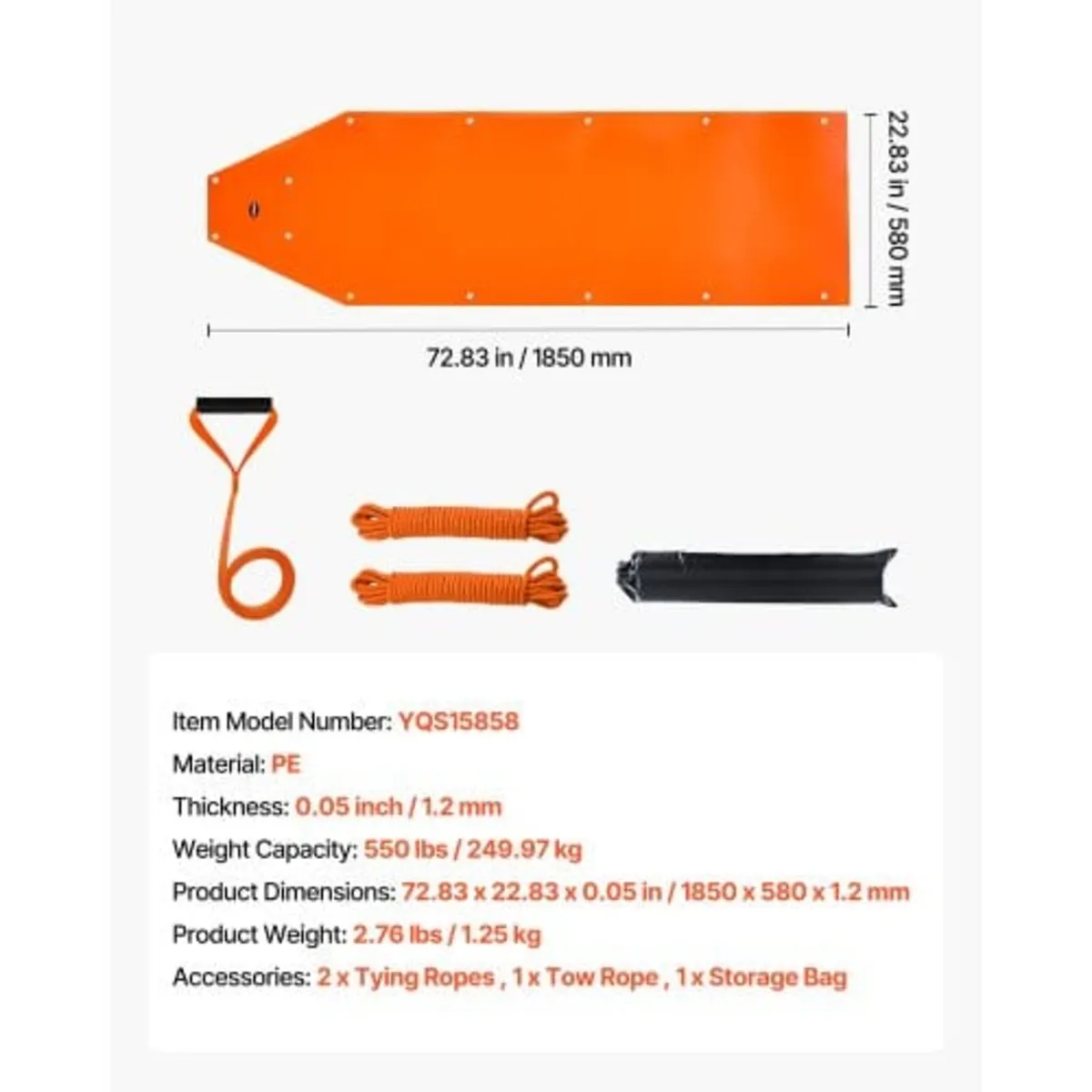 Deer Drag Sled, 185 x 58 cm, 250 kg Heavy Duty Yar - Image 4