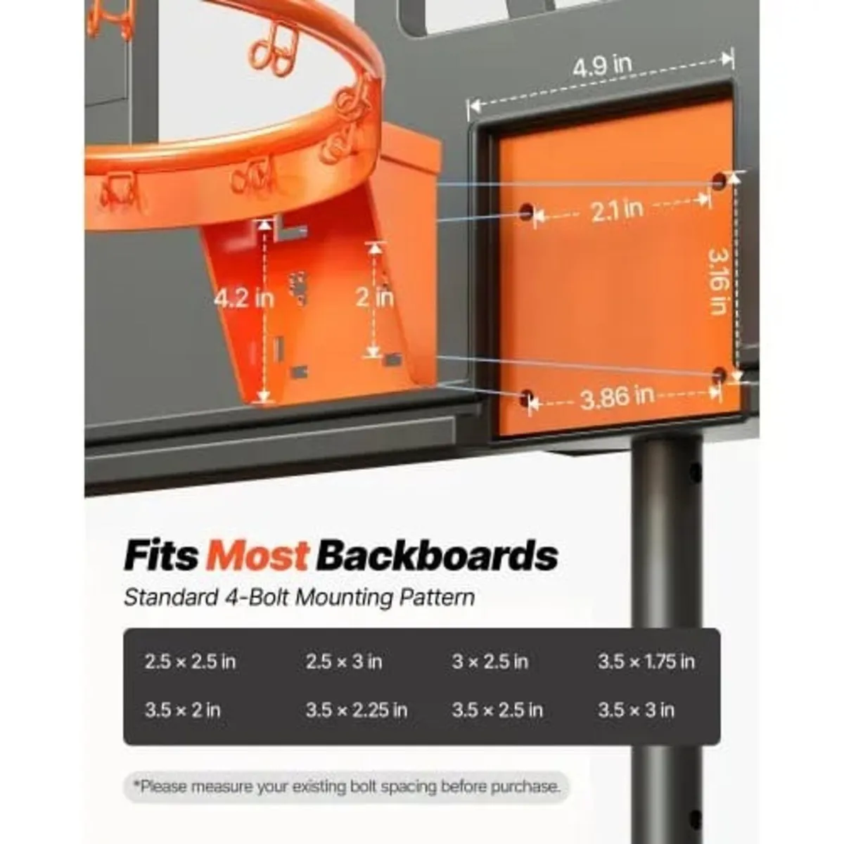 Basketball Rim, Wall Door Mounted Basketball Hoop, - Image 4