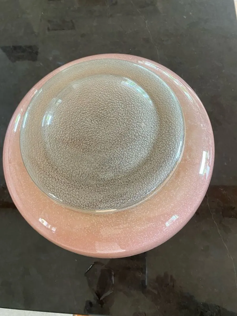 Vintage Original 1970s Pink Glass Hanging Lamp Shade - Image 1