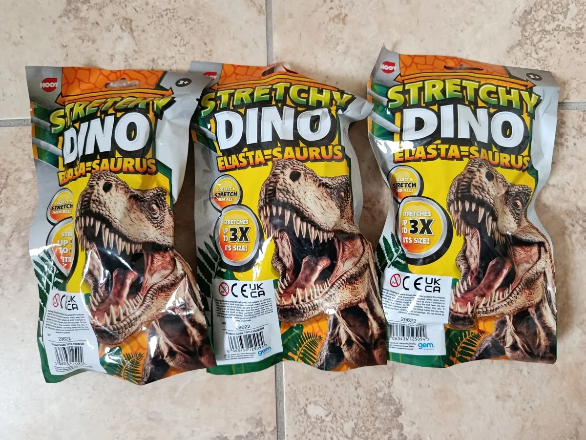 3 x Stretchy Dino Complete Set HOOT Elasta-Saurus - Image 2