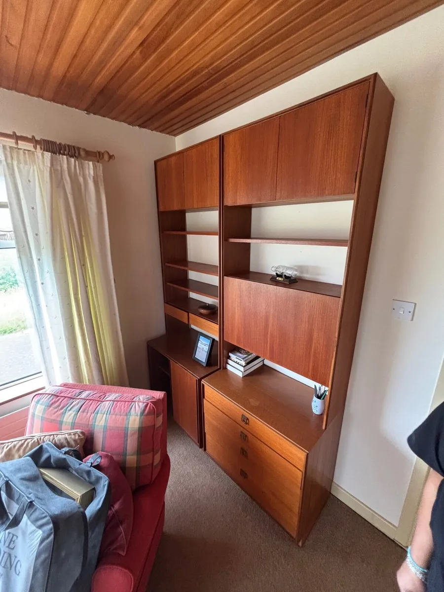 Vintage Teak Modular Wall Unit with Cocktail Cabin - Image 1