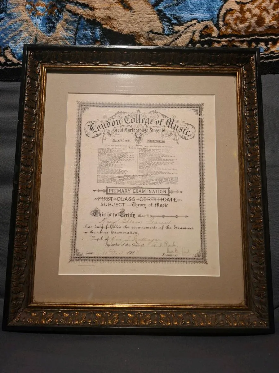 Antique London School of Music framed Certificate - Image 3