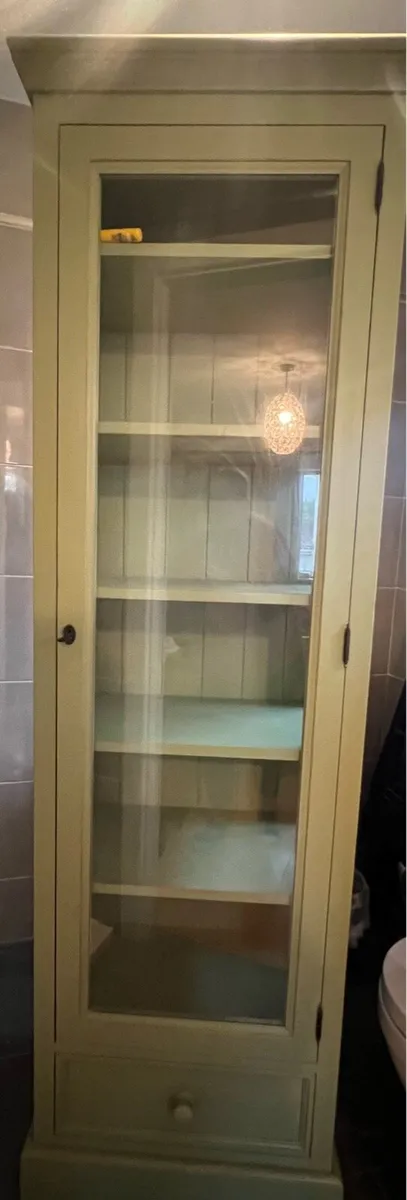 Sage green wooden cabinet glass door - Image 1