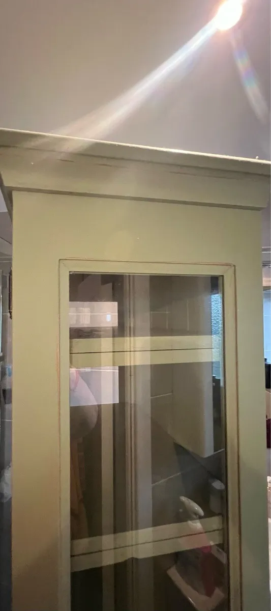 Sage green wooden cabinet glass door - Image 2