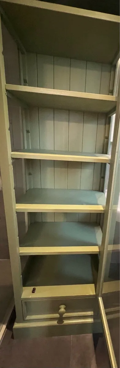 Sage green wooden cabinet glass door - Image 3