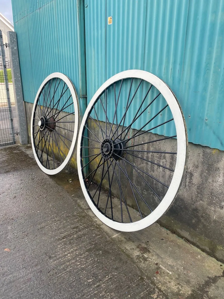 Vintage large wagon wheels steel - Image 1