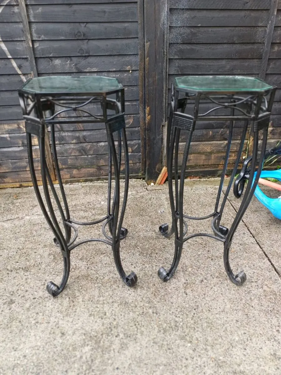 Pair of Wrought Iron Plant Stands - Image 1
