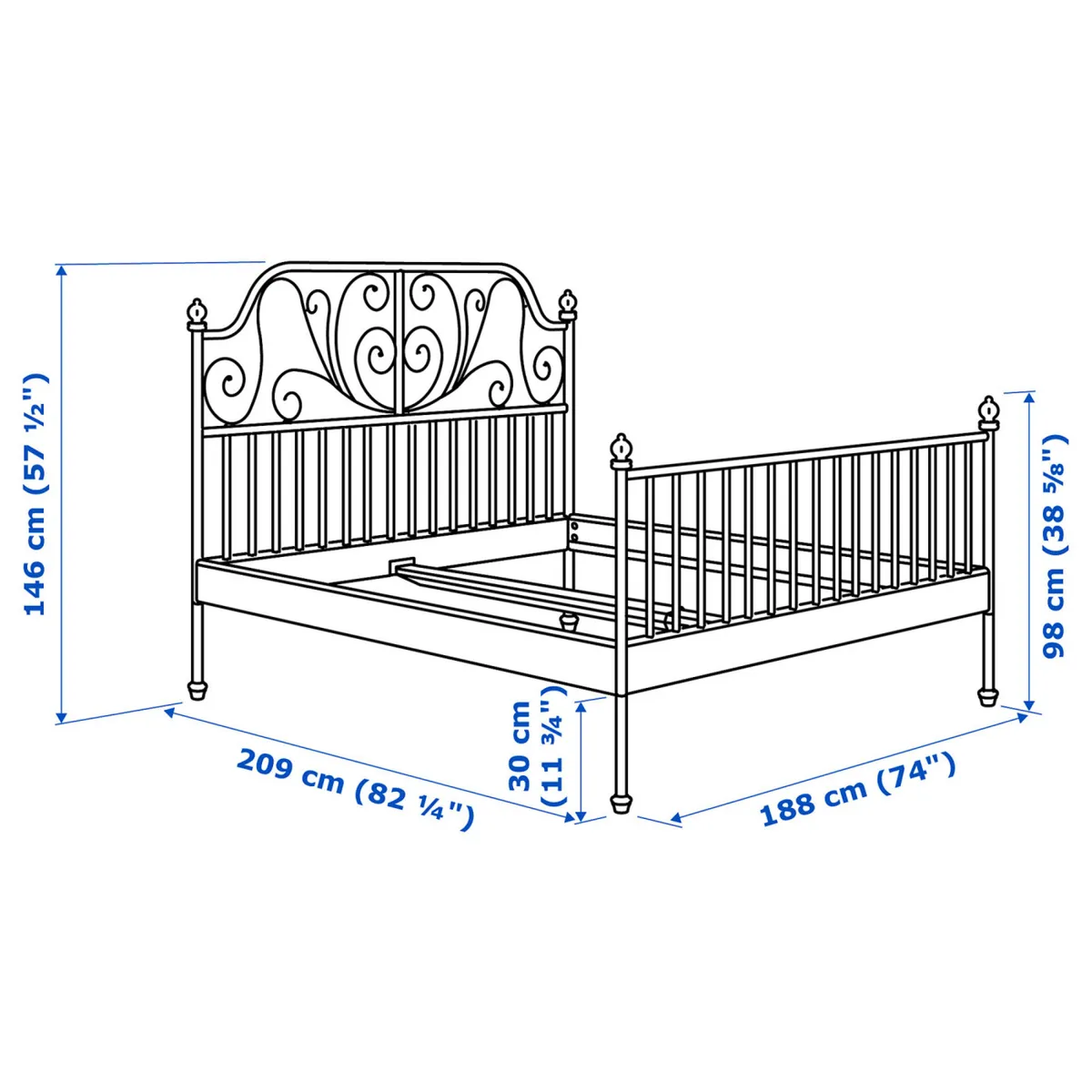 2 x white matching bed frames (double)  + lamp - Image 2