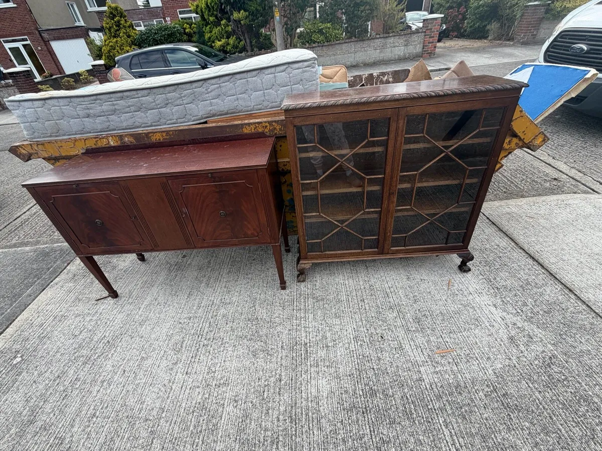 2 x antique side board and display unit - Image 1
