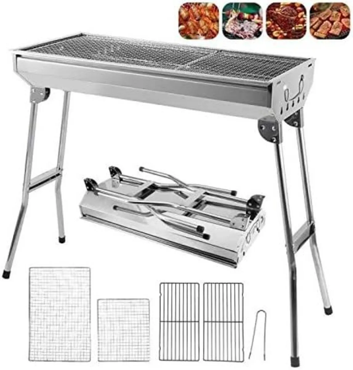 Barbecue Foldable Charcoal Grill Stainless steel - Image 1