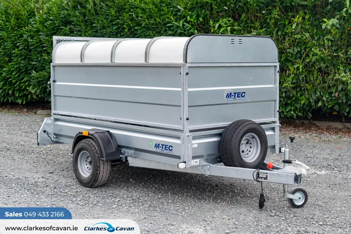 M-Tec 8ft x 4ft Trailer with Rear Gate & Canopy - Image 1