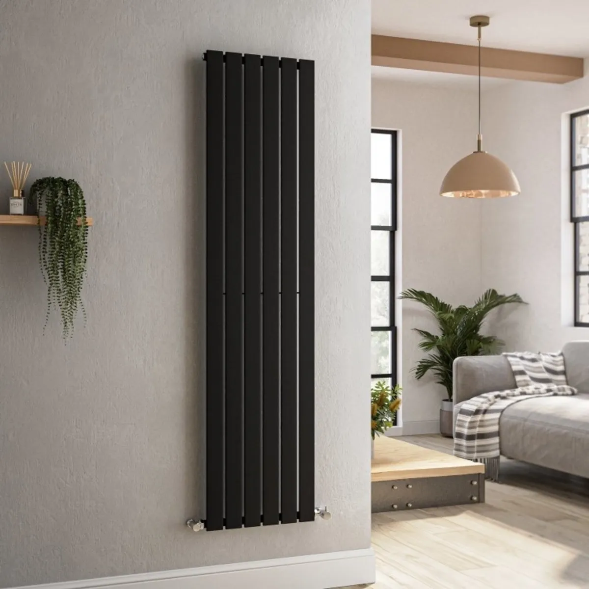 Midnight Black Vertical Designer Radiator x2