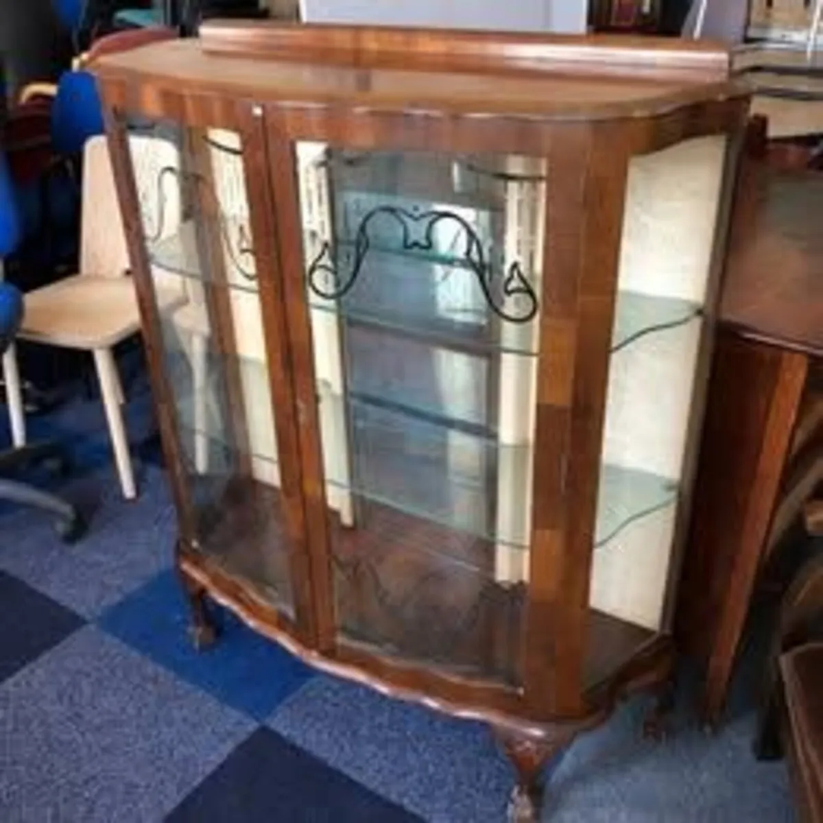 Antique Glass Cabinet with Shelves - £80+VAT