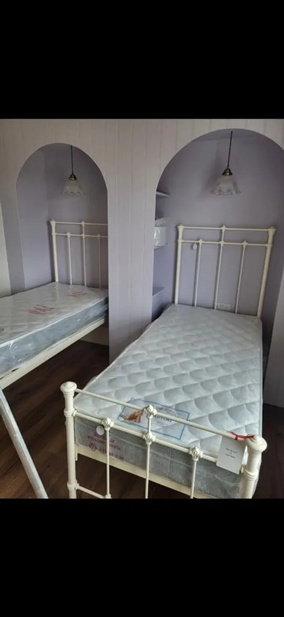 Original Bed Company Edwardian Ivory Children's Beds (Pair) + Mattresses - Image 1
