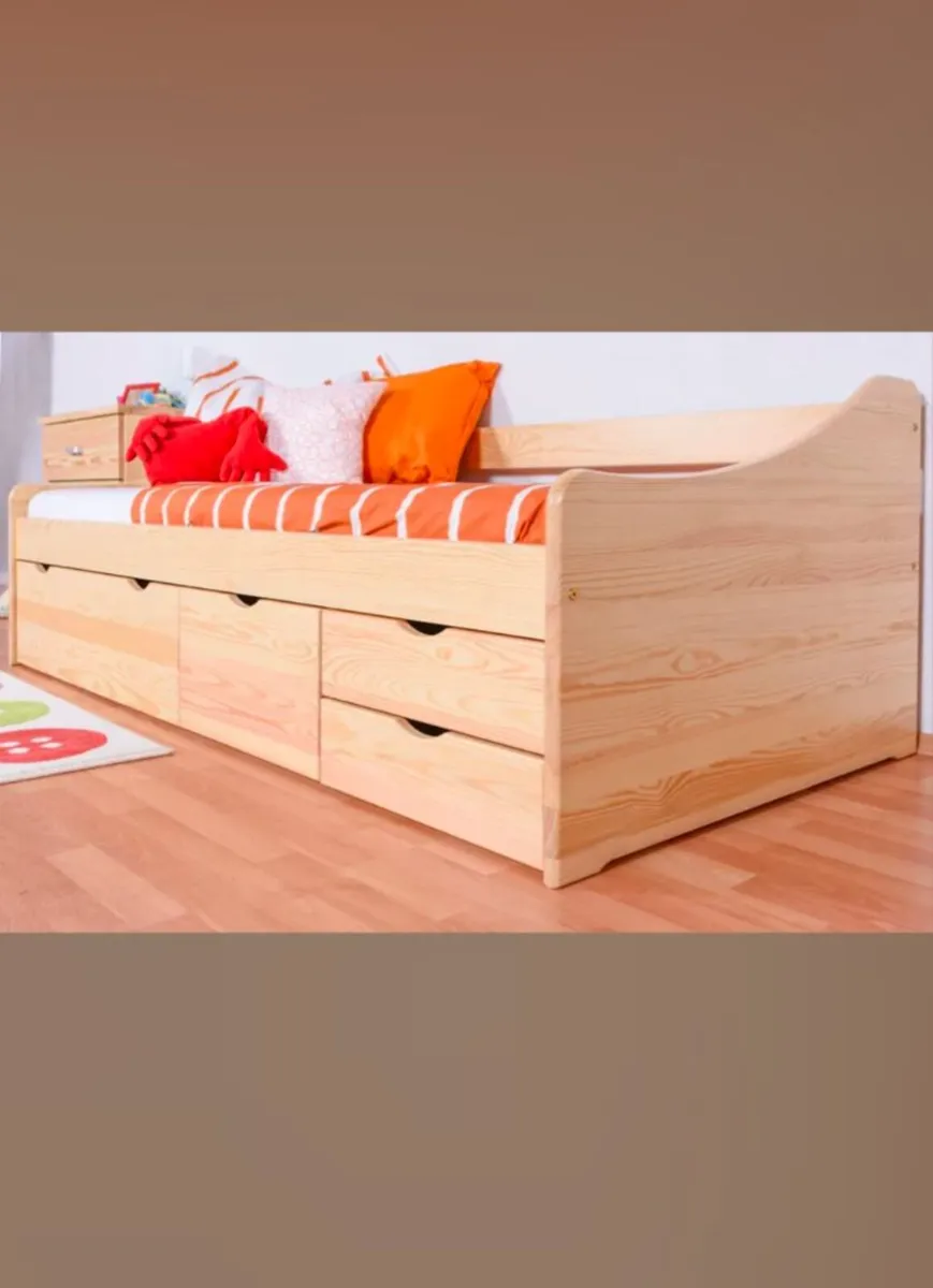Single bed solid pine wood with drawers - Image 4
