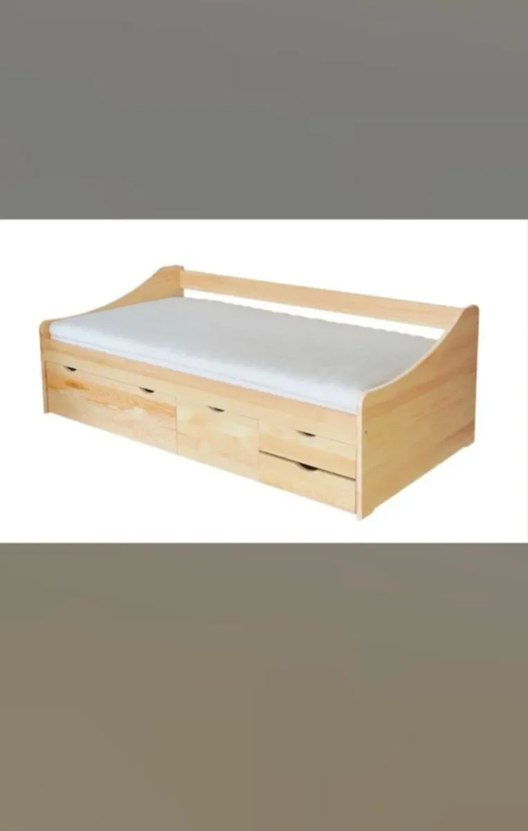 Single bed solid pine wood with drawers - Image 2